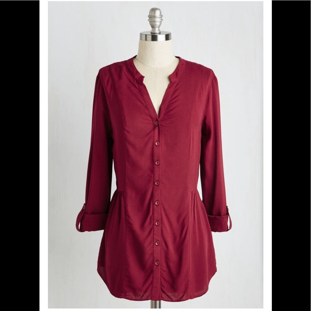 ModCloth Button up Tunic Blouse 1X - Wine